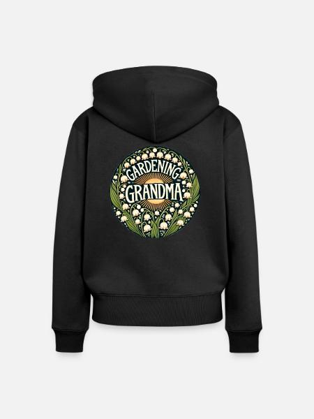 Gärtnernde Oma - Frauen Premium Bio Zip Hoodie - Schwarz