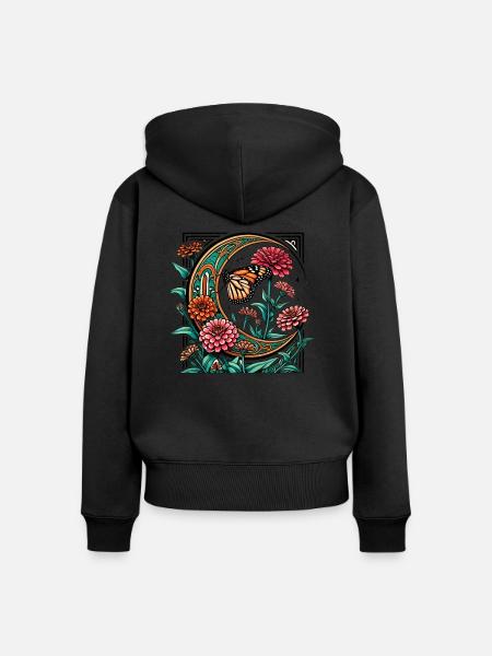 Monarchfalter - Frauen Premium Bio Zip Hoodie - Schwarz