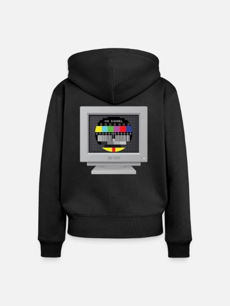 CRT-Design - Kein Signal (Mire) - Frauen Premium Bio Zip Hoodie - Schwarz