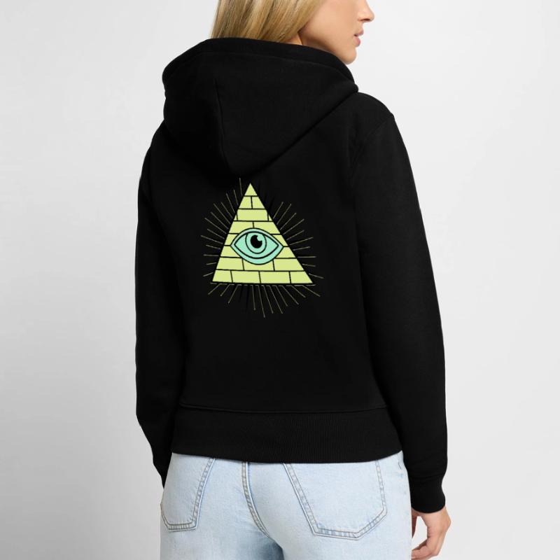 Pyramide des Illuminati Sweat à capuche zippé Premium bio Femme