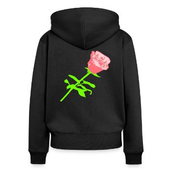 Hübsche Schöne Rose Blüte Blatt Röschen Romantisch - Frauen Premium Bio Zip Hoodie - Schwarz - Hinten - Julia (174cm)