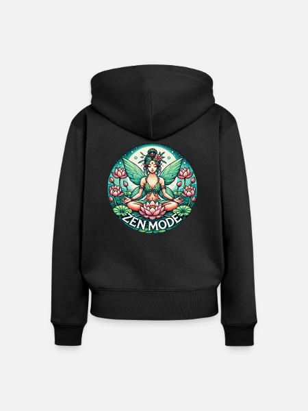 Zen-Modus Fee - Frauen Premium Bio Zip Hoodie - Schwarz