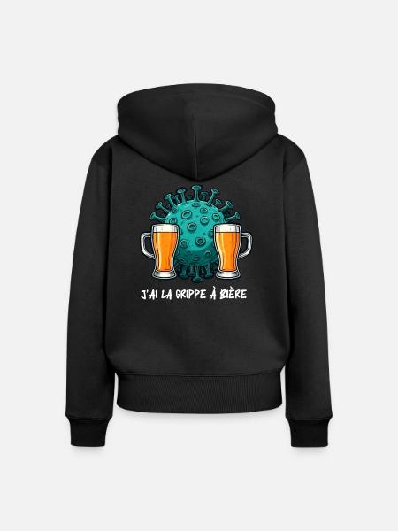 Ich habe eine Biergrippe - Frauen Premium Bio Zip Hoodie - Schwarz