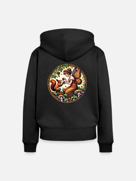 Eichhörnchen-Fee - Frauen Premium Bio Zip Hoodie - Schwarz