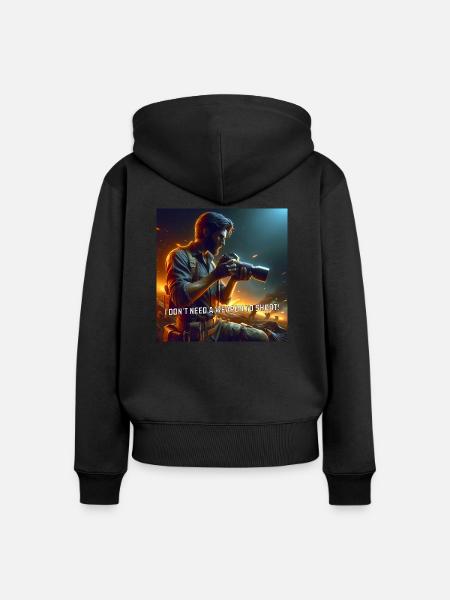 Fotograf im Einsatz - Frauen Premium Bio Zip Hoodie - Schwarz