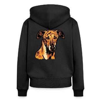 Galgo Español – Spanische Anmut - Frauen Premium Bio Zip Hoodie - Schwarz - Hinten - Julia (174cm)
