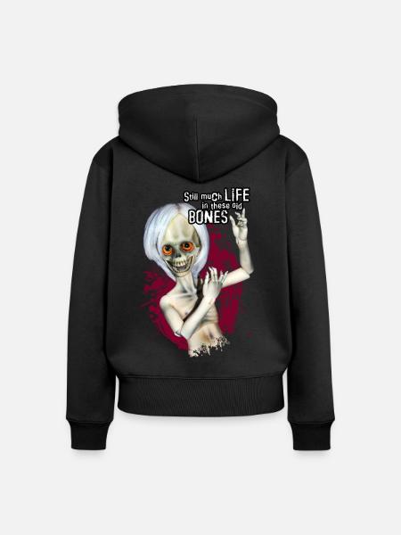 Morty, der fröhliche Knochenmann - Frauen Premium Bio Zip Hoodie - Schwarz