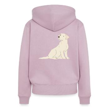 Crème du Labrador - Sweat à capuche zippé Premium bio Femme - rose poudré - Dos - Julia (174cm)