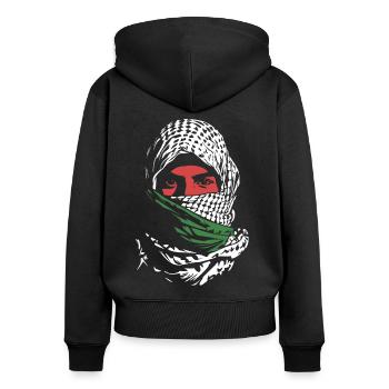 Freiheit für Palästina - Frieden - Frauen Premium Bio Zip Hoodie - Schwarz - Hinten - Julia (174cm)