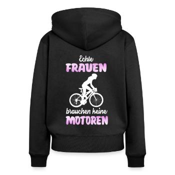 Rennrad Fahrrad Bike Geschenk Idee Frauen - Frauen Premium Bio Zip Hoodie - Schwarz - Hinten - Julia (174cm)