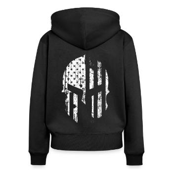 USA America Spartan Spartan Helmet - white - Women's Premium Organic Zip Hoodie - black - Back - Julia (174cm)