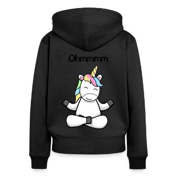 Ohmmm ein süßes Yoga Einhorn Pferd Einhörner - Frauen Premium Bio Zip Hoodie - Schwarz - Hinten - Julia (174cm)