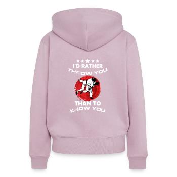 Jujutsu - Frauen Premium Bio Zip Hoodie - Altrosa - Hinten - Julia (174cm)