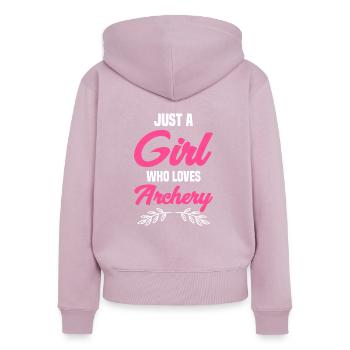 Tir à l'arc - Sweat à capuche zippé Premium bio Femme - rose poudré - Dos - Julia (174cm)