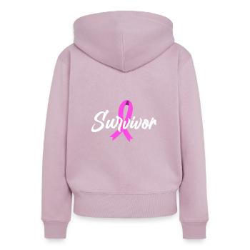 Breast cancer pink cancer ribbon cancer ribbon - Women's Premium Organic Zip Hoodie - dusky pink - Back - Julia (174cm)