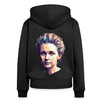 Portrait Marie Curie Polygon Kunst - Frauen Premium Bio Zip Hoodie - Schwarz - Hinten - Julia (174cm)
