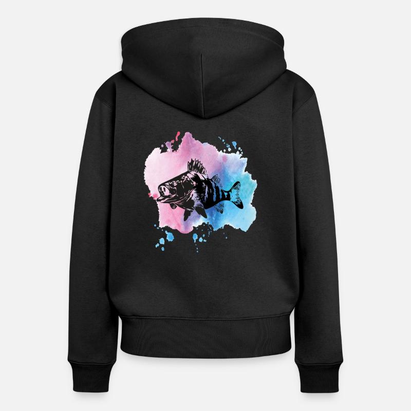 Target fish perch - Women's Premium Organic Zip Hoodie - black
