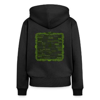 Hebamme International grü - Frauen Premium Bio Zip Hoodie - Schwarz - Hinten - Julia (174cm)