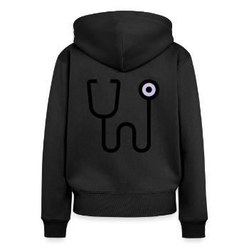 Stethoscop Untersuchung vom Doktor Arzt - Frauen Premium Bio Zip Hoodie - Schwarz - Hinten - Julia (174cm)