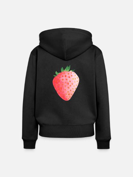 Erdbeere - Frauen Premium Bio Zip Hoodie - Schwarz