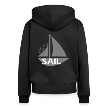 Let s sail - Frauen Premium Bio Zip Hoodie - Schwarz - Hinten - Julia (174cm)