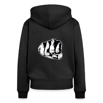 poing - Sweat à capuche zippé Premium bio Femme - noir - Dos - Julia (174cm)