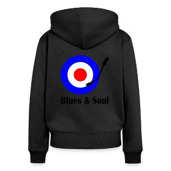 Blues und Soul Englischer Musik Plattenspieler - Frauen Premium Bio Zip Hoodie - Schwarz - Hinten - Julia (174cm)