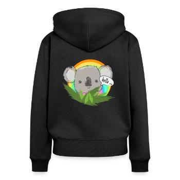 Koala im Regenbogenkreis - Frauen Premium Bio Zip Hoodie - Schwarz - Hinten - Julia (174cm)