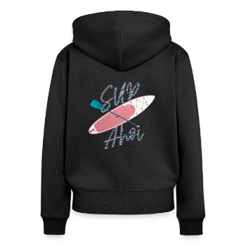 Stand up paddle | SUP | Paddleboard - Sweat à capuche zippé Premium bio Femme - noir - Dos - Julia (174cm)