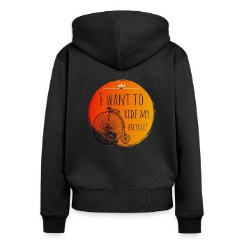 Je veux faire du vélo - Sweat à capuche zippé Premium bio Femme - noir - Dos - Julia (174cm)