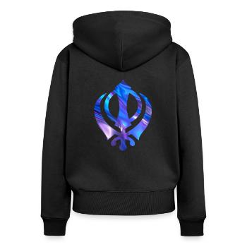 Blaue Khanda, Khanda-Symbol, Sikh Khanda, Sikh Khanda - Frauen Premium Bio Zip Hoodie - Schwarz - Hinten - Julia (174cm)