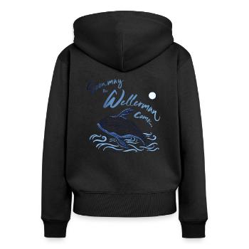 Le Wellerman, sucre et thé et rhum - Sea Shanty - Sweat à capuche zippé Premium bio Femme - noir - Dos - Julia (174cm)