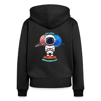 Ich bin ein echter Spaceman - I'm a real Spaceman - Women's Premium Organic Zip Hoodie - black - Back - Julia (174cm)