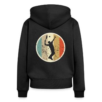 Tennisspieler Tennis - Frauen Premium Bio Zip Hoodie - Schwarz - Hinten - Julia (174cm)
