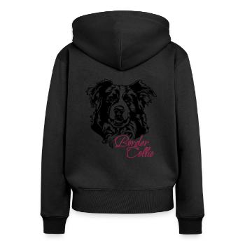 Border Collie Hunde Hunde Wilsigns Hütehunde - Frauen Premium Bio Zip Hoodie - Schwarz - Hinten - Julia (174cm)