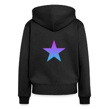 Stern Maske lila blau star mask - Frauen Premium Bio Zip Hoodie - Schwarz - Hinten - Julia (174cm)