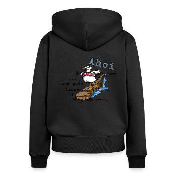 Ahoi et bonne humeur - Sweat à capuche zippé Premium bio Femme - noir - Dos - Julia (174cm)