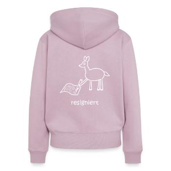 resigniert, Reh, lustiges Reh, Wortspiel, Tiere - Frauen Premium Bio Zip Hoodie - Altrosa - Hinten - Julia (174cm)