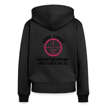 Damen Gamer Fadenkreuz Spruch Jäger Sportschütze - Frauen Premium Bio Zip Hoodie - Schwarz - Hinten - Julia (174cm)