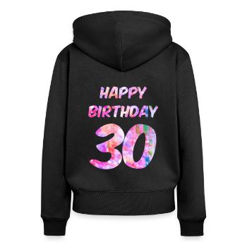 Geschenk dreißigsten Geburtstag Frau - Frauen Premium Bio Zip Hoodie - Schwarz - Hinten - Julia (174cm)