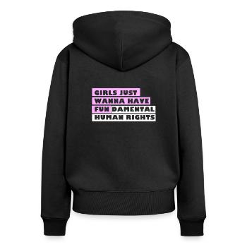 Grundlegende Menschenrechte - Frauen Premium Bio Zip Hoodie - Schwarz - Hinten - Julia (174cm)