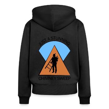 Schornsteinfeger Schlotfeger - Frauen Premium Bio Zip Hoodie - Schwarz - Hinten - Julia (174cm)