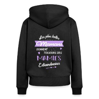 Mamies extraordinaires - Sweat à capuche zippé Premium bio Femme - noir - Dos - Julia (174cm)
