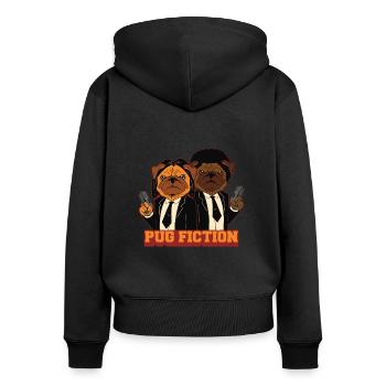 Mops - Frauen Premium Bio Zip Hoodie - Schwarz - Hinten - Julia (174cm)