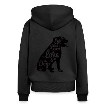 Chien - chien - cadeau - Sweat à capuche zippé Premium bio Femme - noir - Dos - Julia (174cm)