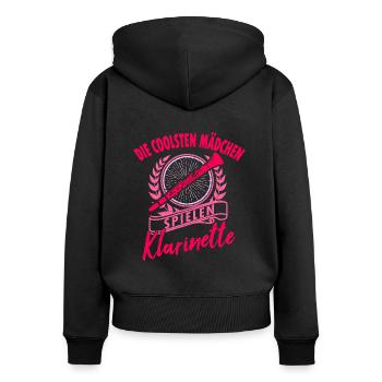 Klarinetten Klarinette Mädchen Geschenkidee - Frauen Premium Bio Zip Hoodie - Schwarz - Hinten - Julia (174cm)