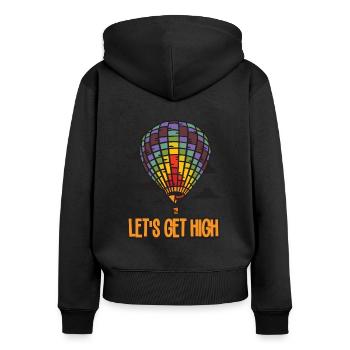 Heißluftballon Geschenkidee - Frauen Premium Bio Zip Hoodie - Schwarz - Hinten - Julia (174cm)