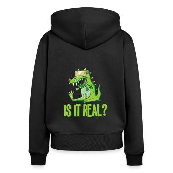 Virtual Reality VR - IS it real - Women's Premium Organic Zip Hoodie - black - Back - Julia (174cm)
