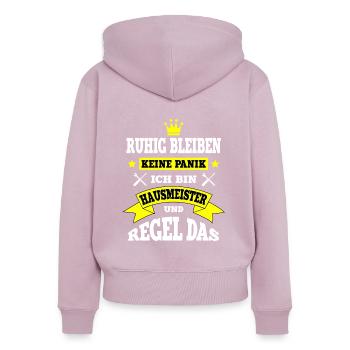 Ruhig bleiben Hausmeister - Frauen Premium Bio Zip Hoodie - Altrosa - Hinten - Julia (174cm)