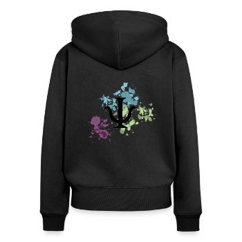 Psychologie Zeichen Wasserfarbe Watercolor Kleckse - Frauen Premium Bio Zip Hoodie - Schwarz - Hinten - Julia (174cm)